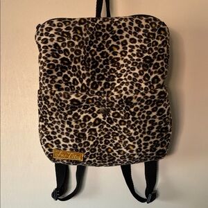 90’s Y2K Fur-Totes Leopard Print Soft and Plush Backpack  Adj Straps (OSFM)